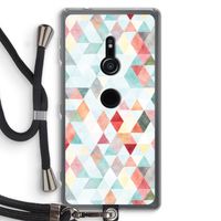 Gekleurde driehoekjes pastel: Sony Xperia XZ2 Transparant Hoesje met koord