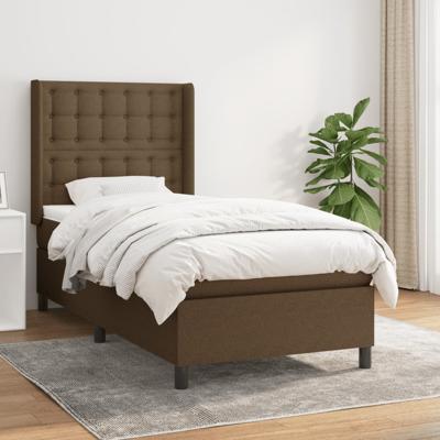 Boxspring met matras stof donkerbruin 90x190 cm