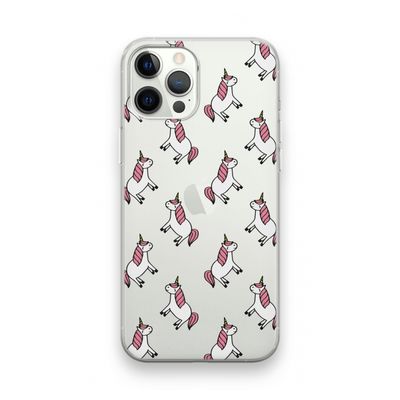 Eenhoorns overal: iPhone 12 Pro Transparant Hoesje