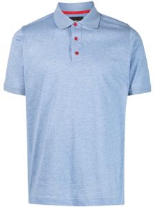 Kiton polo en coton à manches courtes - Bleu