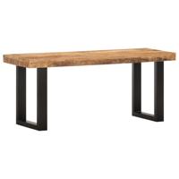 Bankje 110 cm massief ruw mangohout en staal