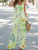 Jersey Casual Loose Floral Two-Piece Set - thumbnail