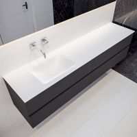 Mondiaz Vica Cloud badmeubel antraciet mat 200 cm 4 lades solid surface enkele spoelbak links zonder kraangat