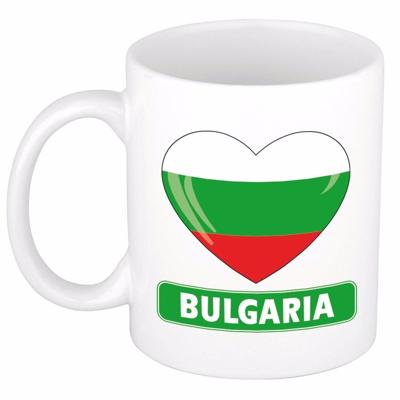 Hartjes vlag Bulgarije koffiemok - drink beker - white - 300 ml - supporters Hartjes vlag Bulgarije koffiemok - drink beker - white - 300 ml - supporters