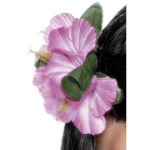 Verkleed Haarbloem - roze - haarclip Hawaii bloemen - Tropische thema accessoires