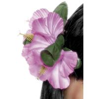 Verkleed Haarbloem - roze - haarclip Hawaii bloemen - Tropische thema accessoires - thumbnail