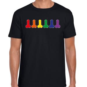 Gay Pride T-shirt voor heren - pride - zwart - piemels - LHBTI