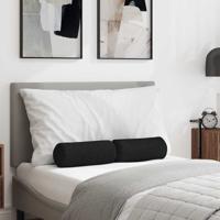 Bolster Kussens 2 pcs Zwart 15 x 40 cm Stof Bolster Kussens 2 pcs Zwart 15 x 40 cm Stof