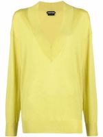 TOM FORD pull en maille fine à col v - Jaune