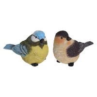 Tuin/huis decoratie beeldjes set van 2x vogeltjes - polystone - 12 cm
