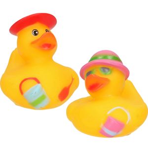 2x stuks Badeendjes strand thema - 5 cm - rubber