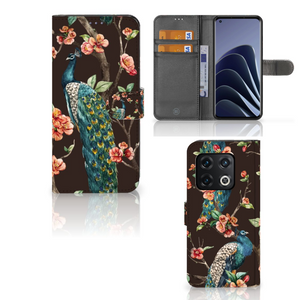 OnePlus 10 Pro Telefoonhoesje met Pasjes Pauw met Bloemen