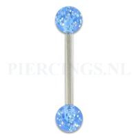 Tongpiercing acryl glitter blauw