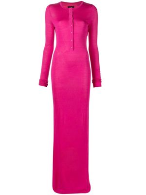RTA robe Ciaran longue en soie à boutonnière - Rose