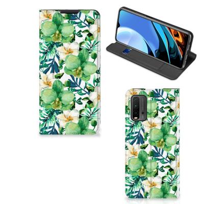 Xiaomi Poco M3 | Redmi 9T Smart Cover Orchidee Groen Xiaomi Poco M3 | Redmi 9T Smart Cover Orchidee Groen