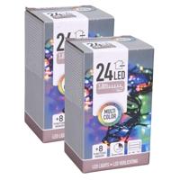 Kerstverlichting - 2x - multi kleuren - 40 leds - 180 cm - zwart snoer - batterij Kerstverlichting - 2x - multi kleuren - 40 leds - 180 cm - zwart snoer - batterij