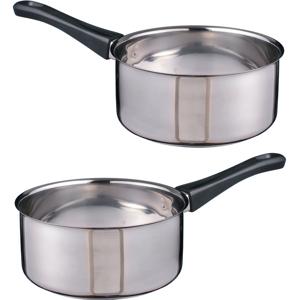 Steelpan - 2x - 16 x 7,5 cm - RVS - sauspan - 3-laags - pannetje