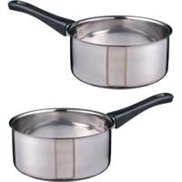 Steelpan - 2x - 16 x 7,5 cm - RVS - sauspan - 3-laags - pannetje - thumbnail