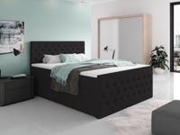 OP=OP Opberg boxspring Andy - 200 x 200 Zwart | Incl. Pocketvering + 40 cm extra hoge opbergruimte