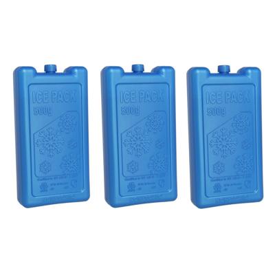 Gerimport Koelelement - 3x stuks - dik - 500 ml - 9,5 x 17,5 x 4 cm - blauw - kunststof
