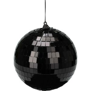 Christmas Decoration disco kerstbal - 1x st - zwart - 12 cm - kunststof   -