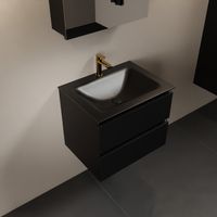 MONDIAZ AIVY 60cm badmeubel Urban, wastafel Urban solid surface midden 1 kraangat met spiegelkast (AI-351111URBAN-SI - AI-M60URMI - AI-C60URMI) - thumbnail