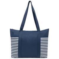 Strandtas met streepmotief - blauw/wit - 44 x 31 cm - Strandartikelen beach bags