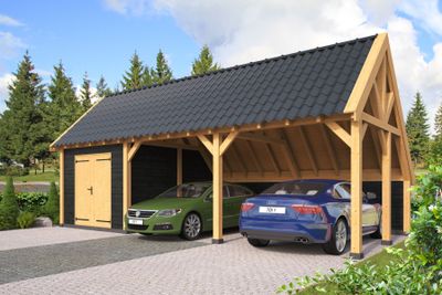 Kapschuur Billund XXL Type 7 Red Class Wood 1043x512 cm - zwart gespoten- Kapschuurdak- Hout- Tuindeco