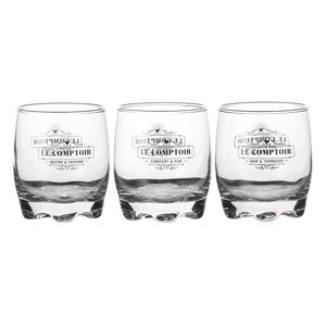 Urban Living whisky/water/drinkglazen Comptoir - gedecoreerd glas - 3x stuks - 290 ml