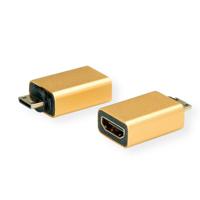 Roline 12.03.3154 Adapter [1x HDMI-stekker C mini - 1x HDMI-bus] Goud (metallic)