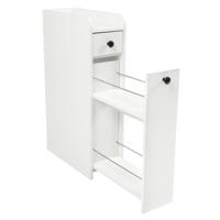 Nis Kast met Wieltjes Badkamerkast met Open Legplank & 2 Laden Smalle Niswagen Opbergkast met Kantelbeveiliging 18x40x70 cm -Wit