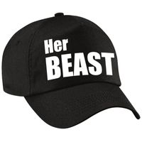 Her Beast pet / cap zwart met witte letters heren - thumbnail