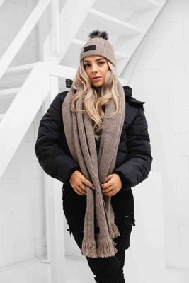 Malelions Knitted Muts & Sjaal Set Dames Bruin - Maat One Size - Kleur: Bruin | Soccerfanshop