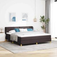Boxspringbed met matras stof donkerbruin 180x200 cm