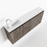 Toiletmeubel Mondiaz Ture | 120 cm | Meubelkleur Dark brown | Eden wastafel Talc Links | 1 kraangat Toiletmeubel Mondiaz Ture | 120 cm | Meubelkleur Dark brown | Eden wastafel Talc Links | 1 kraangat
