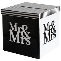 Enveloppendoos - Bruiloft - zwart/wit - Mr/Mrs - karton - 20 x 20 cm