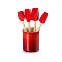 LE CREUSET - Lepelpot met spatels 5-dlg Kersenrood