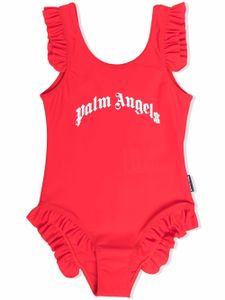 Palm Angels Kids maillot de bain volanté à logo imprimé - Rouge