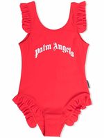 Palm Angels Kids maillot de bain volanté à logo imprimé - Rouge - thumbnail