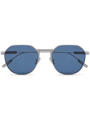 Zegna lunettes de soleil à monture ovale - Gris