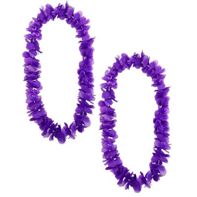 Hawaii krans - 2x - paars - stof - hawaikransen - 1 meter - tropisch - hawaii slinger