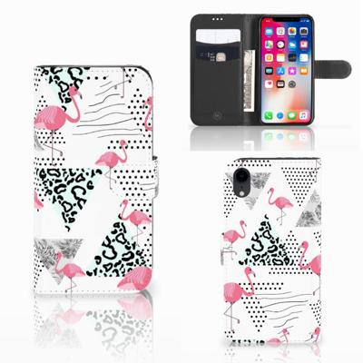 Apple iPhone Xr | Telefoonhoesje | Met pasjeshouder | Flamingo Triangle