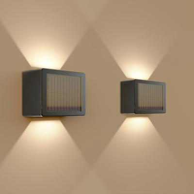 HOFTRONIC™ Set van 2 Louis - Solar LED Wandlamp - Kubus - Up&Downlight - CCT warm wit-koud wit - Zwart- IP65 waterdicht - 12 LEDs - tuinverlichting - buitenlamp