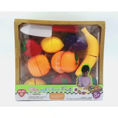Playgo gesneden speelfruit in kratje - 11dlg.