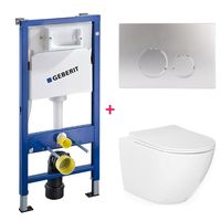 Geberit Delta UP100 toiletset 22 wandcloset wit mat 53 cm met softclose zitting en drukplaat chroom