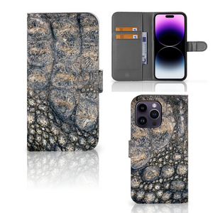 iPhone 15 Pro Max Telefoonhoesje met Pasjes Krokodillenprint