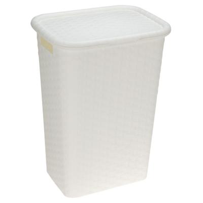 Storage Solutions Wasmand - rotan - met deksel - wit - 60 liter - 33 x 44 x 60 cm - kunststof