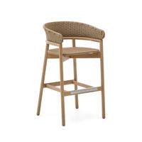 Kave Home Outdoor Barkruk 'Arinella' Acaciahout en geweven touw (zithoogte 75cm)