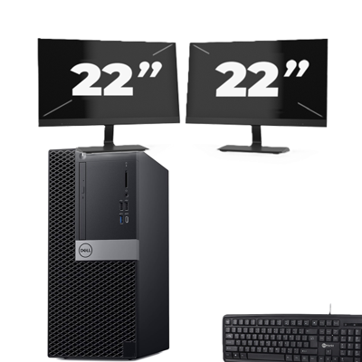 dell optiplex 5060 Micro Tower - Intel Core i7-8e Generatie - 8GB RAM - 256GB SSD - Windows 11 + 2x 22 inch Monitor