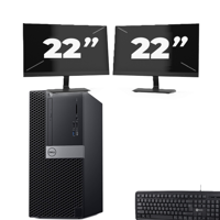 dell optiplex 5060 Micro Tower - Intel Core i7-8e Generatie - 8GB RAM - 256GB SSD - Windows 11 + 2x 22 inch Monitor